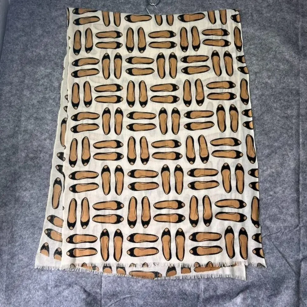 Novelty Flats Shoes Print Lightweight Neutral Scarf
